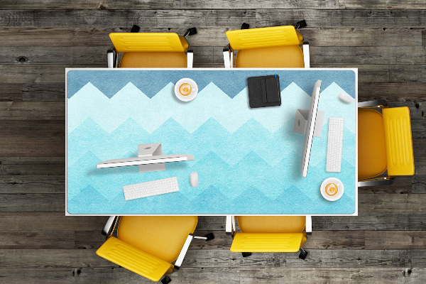 Large desk mat for children zigzag pattern