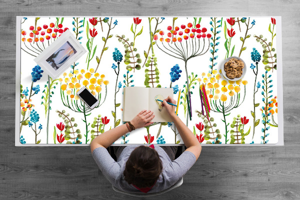 Large desk mat table protector colorful meadow