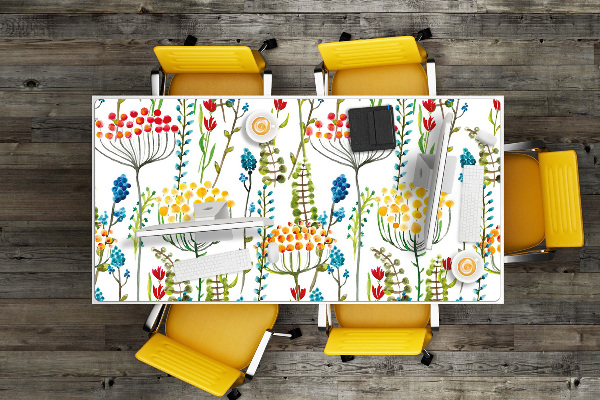 Large desk mat table protector colorful meadow