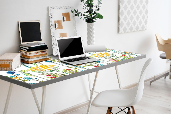 Large desk mat table protector colorful meadow