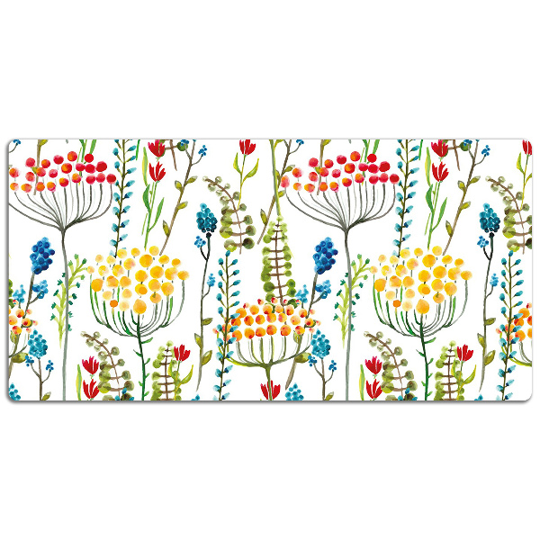 Large desk mat table protector colorful meadow