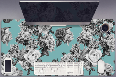 Full desk pad Black-and-white roses