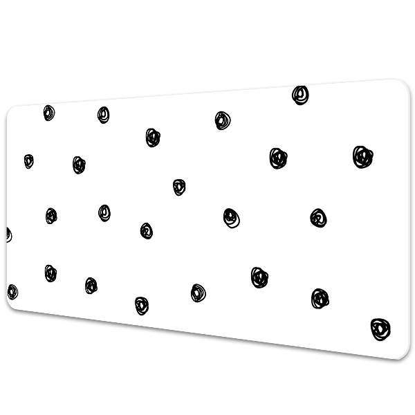 Large desk mat table protector Black dots