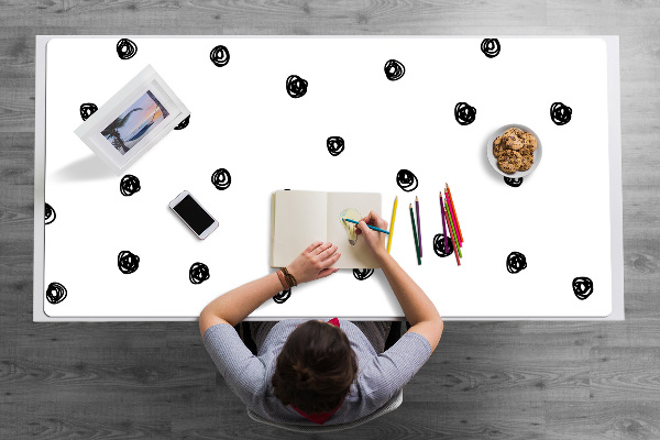 Large desk mat table protector Black dots