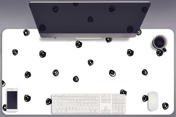 Large desk mat table protector Black dots