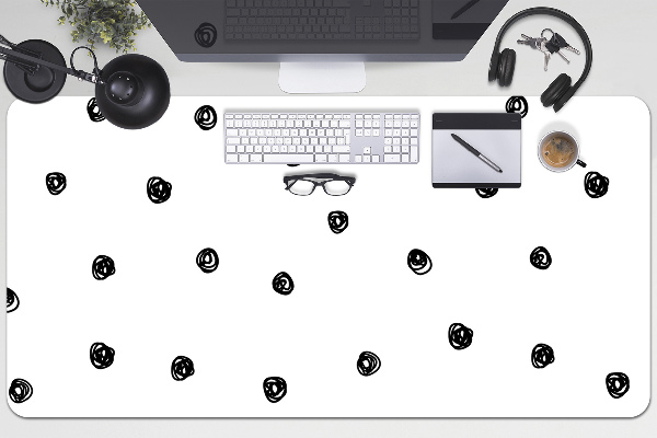 Large desk mat table protector Black dots