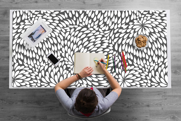 Large desk pad PVC protector black flower