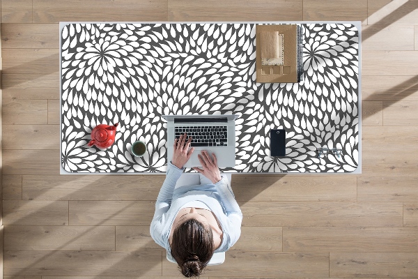 Large desk pad PVC protector black flower