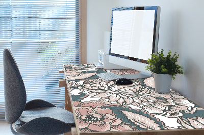 Large desk mat table protector pink flowers