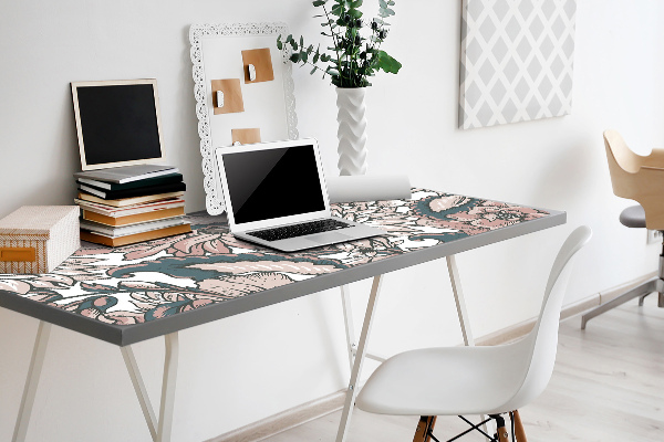 Large desk mat table protector pink flowers
