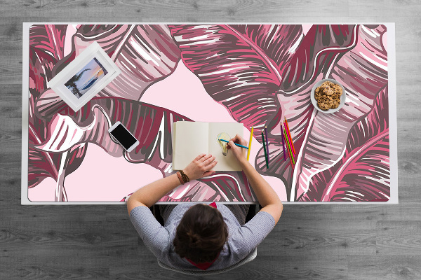 Large desk pad PVC protector pink palm tree