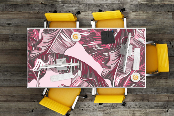 Large desk pad PVC protector pink palm tree