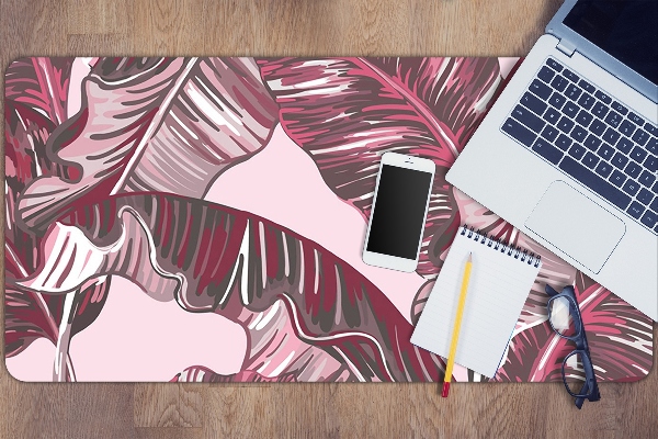 Large desk pad PVC protector pink palm tree