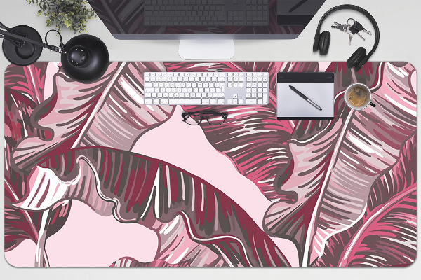 Large desk pad PVC protector pink palm tree