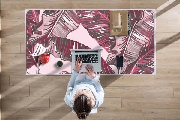 Large desk pad PVC protector pink palm tree