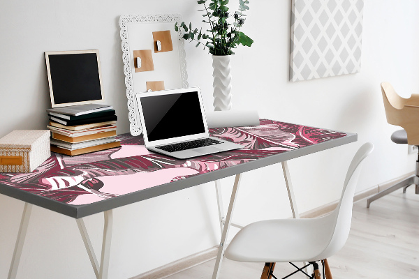Large desk pad PVC protector pink palm tree