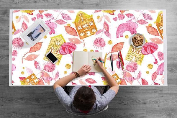 Large desk mat for children hippos