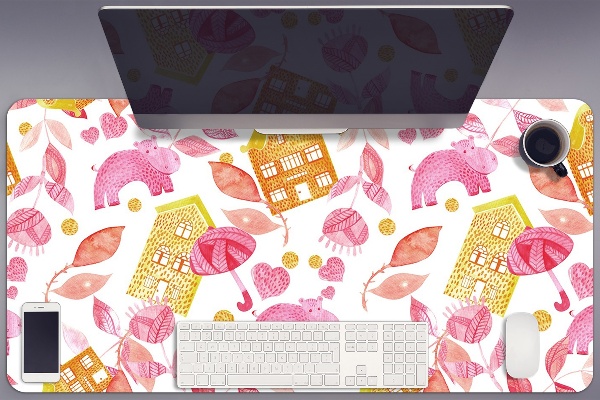 Large desk mat for children hippos