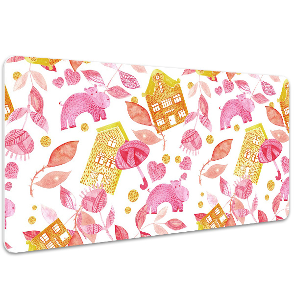 Large desk mat for children hippos