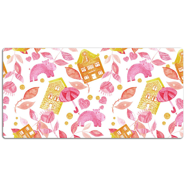 Large desk mat for children hippos