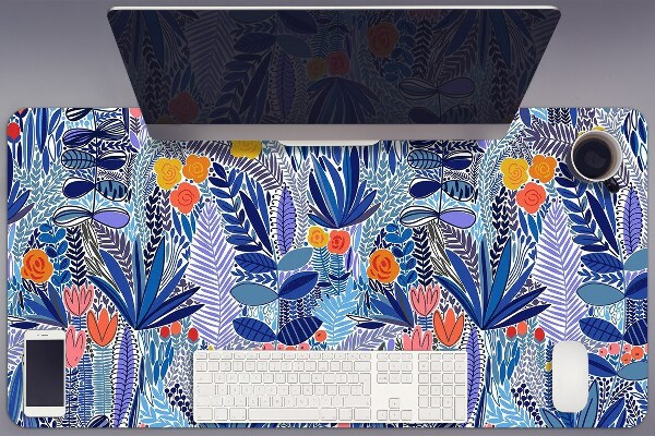 Large desk mat table protector Wild flowers