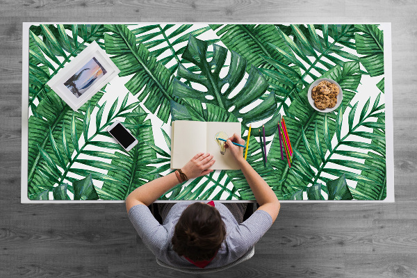 Large desk mat table protector monstera leaf