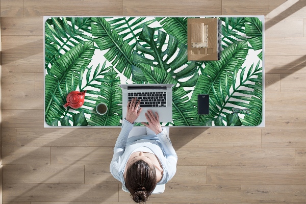 Large desk mat table protector monstera leaf