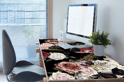 Large desk mat table protector Dark garden