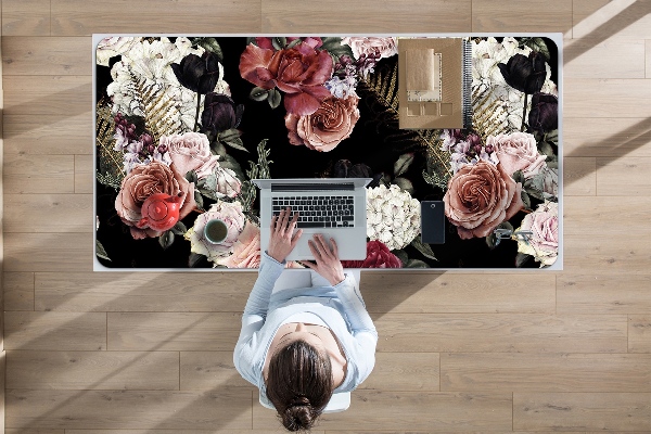 Large desk mat table protector Dark garden