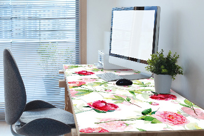 Desk pad red flowers