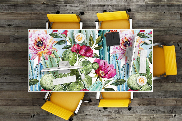 Full desk mat cactus flowers