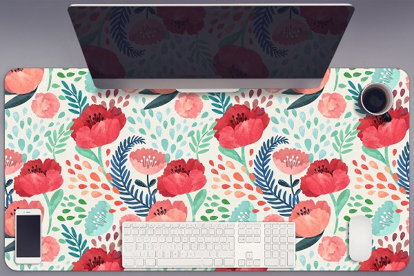 Large desk mat for children Poppy seed flower