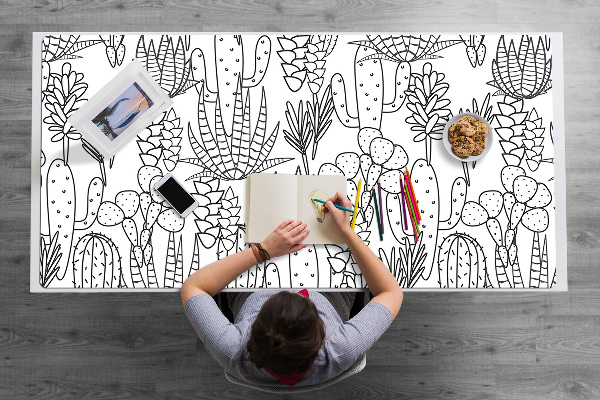 Large desk mat for children cacti
