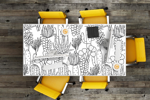 Large desk mat for children cacti
