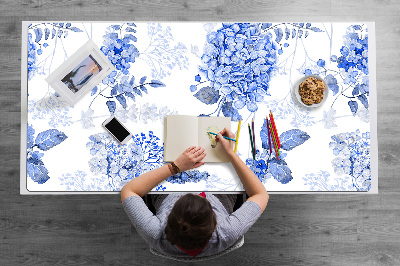 Desk mat blue hydrangea