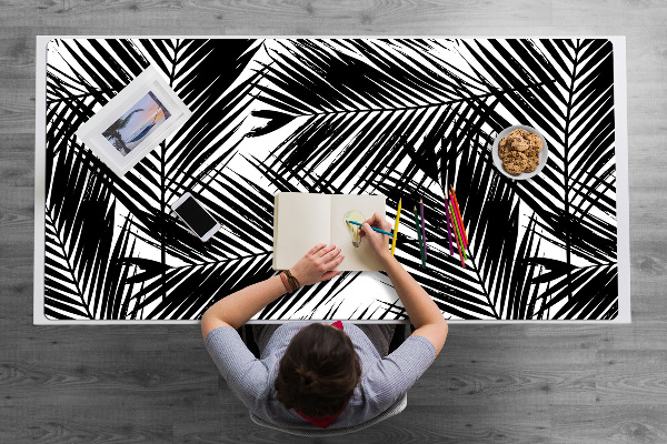 Desk mat Black palm leaves