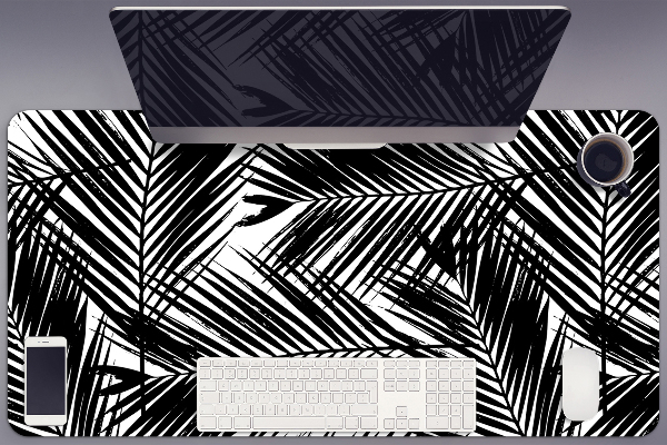 Desk mat Black palm leaves