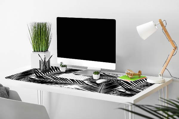 Desk mat Black palm leaves