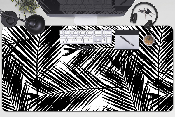Desk mat Black palm leaves