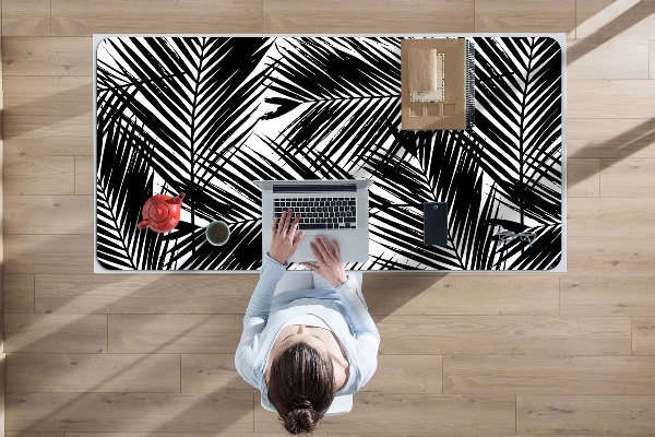Desk mat Black palm leaves