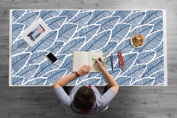 Full desk pad blue leaves