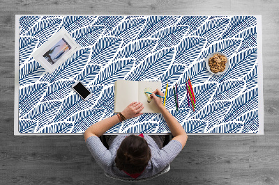 Full desk pad blue leaves