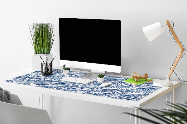 Full desk pad blue leaves