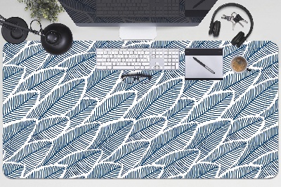 Full desk pad blue leaves