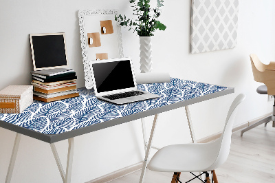 Full desk pad blue leaves