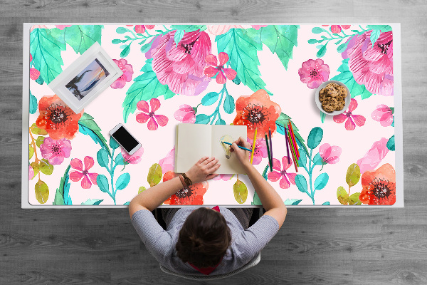 Large desk pad PVC protector Beautiful flora