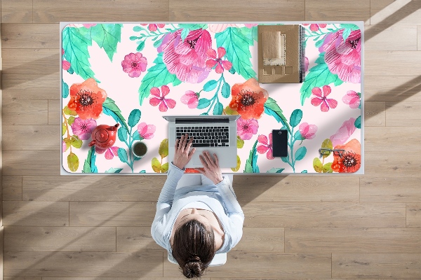 Large desk pad PVC protector Beautiful flora