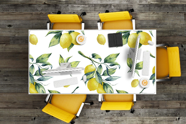 Large desk mat table protector yellow lemon