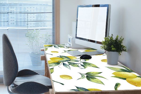 Large desk mat table protector yellow lemon