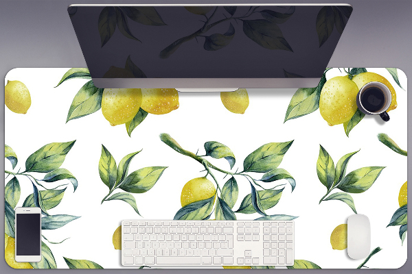 Large desk mat table protector yellow lemon